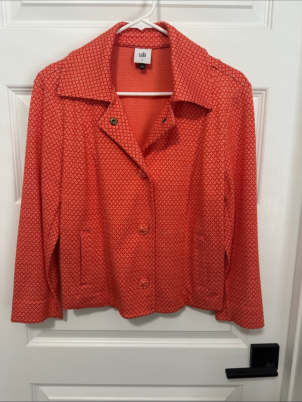 CAbi Women's Orange Geometric Button-Front Blazer